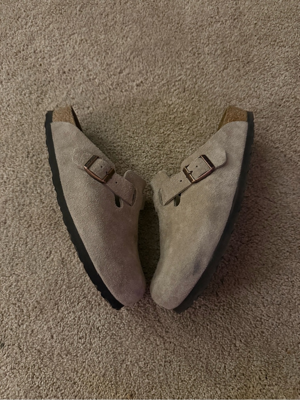 Birkenstock Unisex Size M7 W9 EU 40 Boston BS Soft Footbed Clogs Taupe Suede